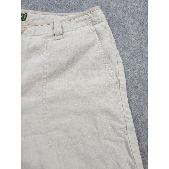 Eddie Bauer Pants Womens 10 Beige Brown Crop 100% Linen Casual Beach Vacation - Picture 3 of 16
